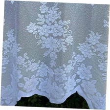 White Lace Semi Sheer Swag Curtains 59"W x 39"L (Pack of 1) White & Lace