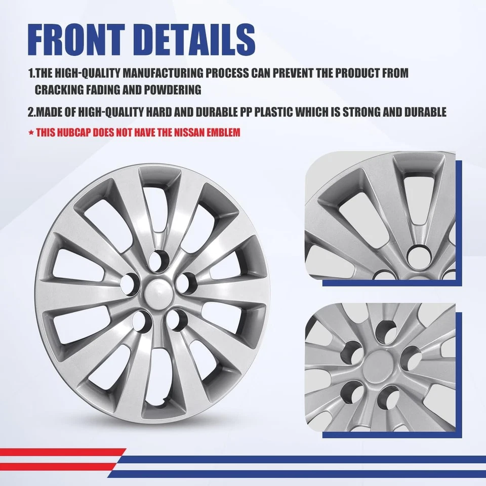 Wheel Skins Snap on 2013-2019 NISSAN SENTRA/2011-2017 NISSAN LEAF 16inch Hubcaps - Image 4 of 4