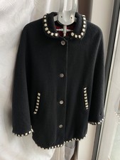 Vintage Austrian Tyrol Wool Cape Jacket Black Loden Style Embroidered Trim