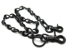 Chaîne portefeuille double clip en laiton massif moulé petit crochet en S noir mat