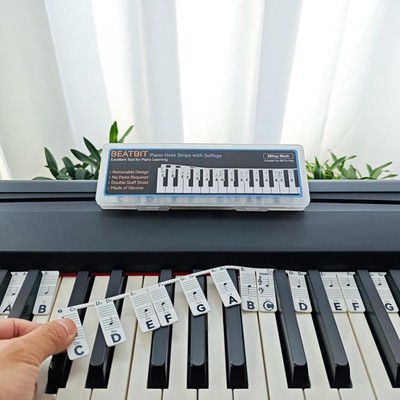 Piano Note Strips with Solfege Do Re Mi, Removable Piano Keyboard Stickers, P...