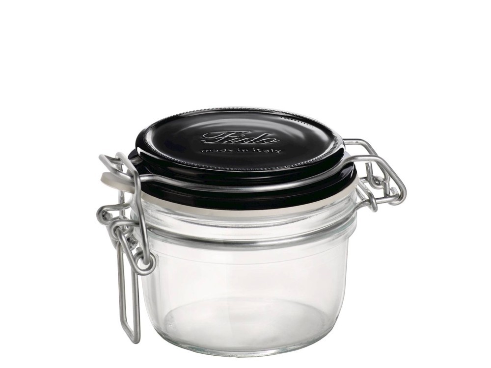 Glass Vase Chiaroscuro Black Airtight Lid 12.5 Bormioli Rocco