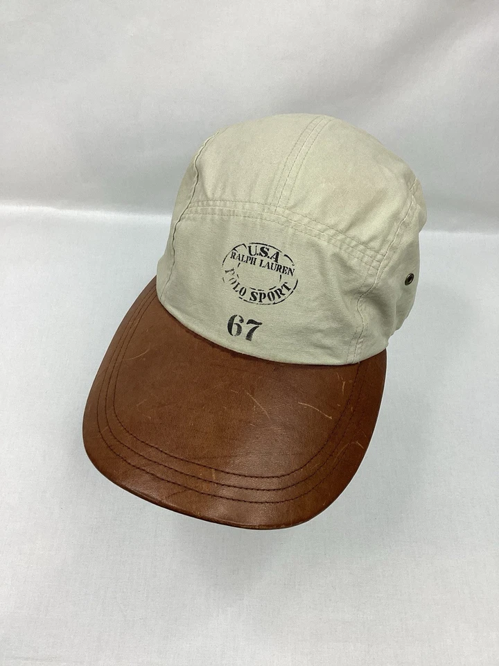 Sombrero Polo Deportivo De Colección Años 90 Ralph Lauren Safari Cuero Bill Correa Ajustable Gorra Foto 2 de 4