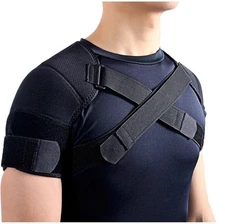 Double Shoulder Support Brace Strap Wrap Protector Men Women Dislocation Sprain 