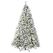 BN-LINK 5ft Flocked Pre-Lit Artificial Christmas Tree with 8 Lighting Modes