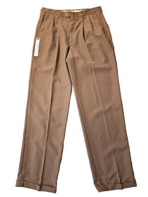 NWT Haggar Mens Flexible Waist Essential Comfort Dress Pants Slacks 34X34 Brown