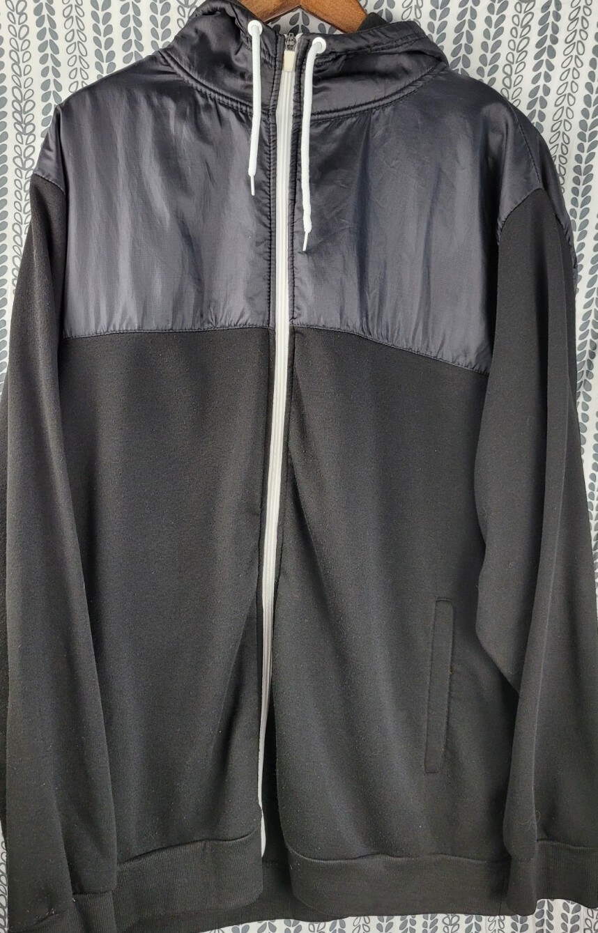 Felpa con cappuccio Pony Sportwear Felpa con cerniera intera bicolore nera Taglia 2XL