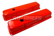 SB Chevy SBC Orange Coated Steel Tall Valve Covers Small Block Chevy 283 327 350
