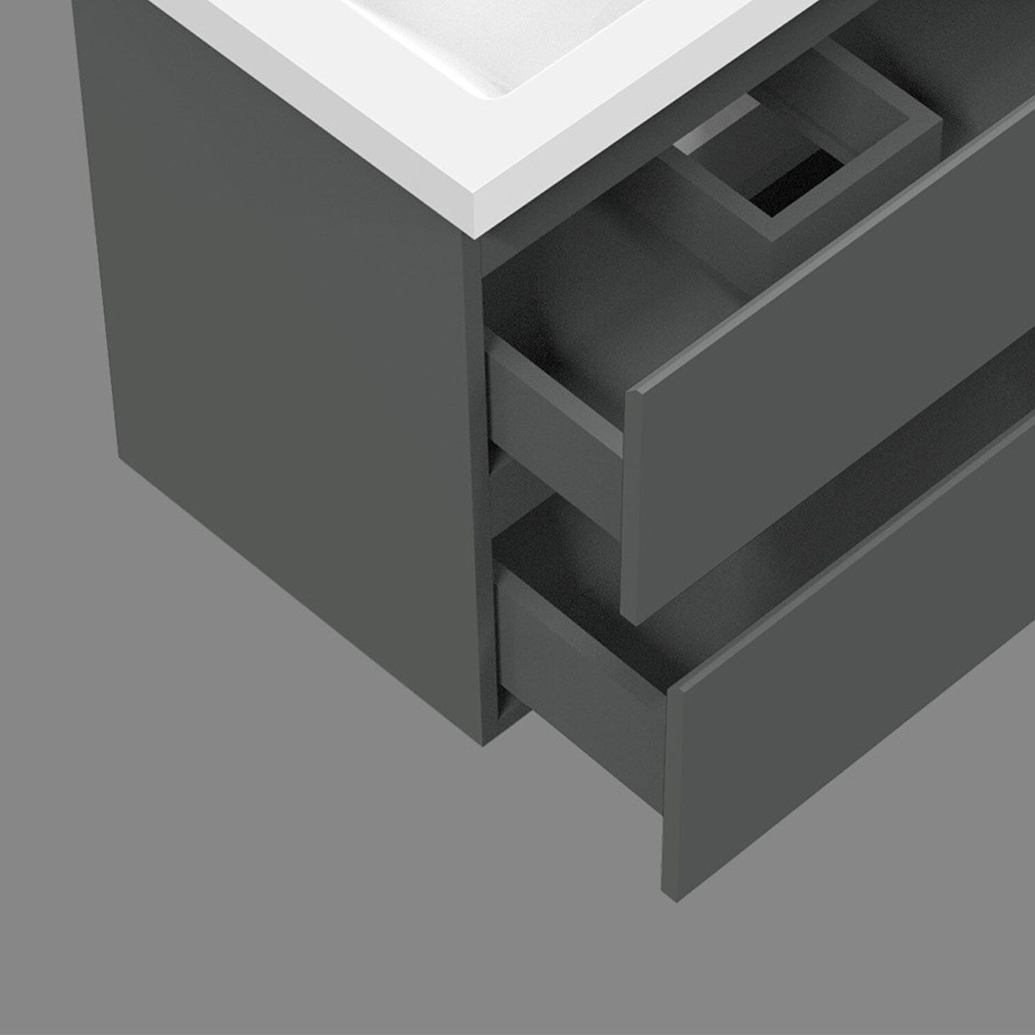 Grey Unit Vanity Bathroom Undersink Doors or Drawers Wall Hung