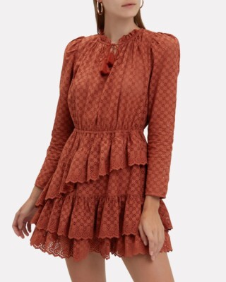 Ulla Johnson Josette Mini Dress Dainty Eyelet Embroidered Cotton