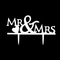 Mr & Mrs Hochzeitstorte Topper Acryl Weiß Kuchendeckel Hochzeit