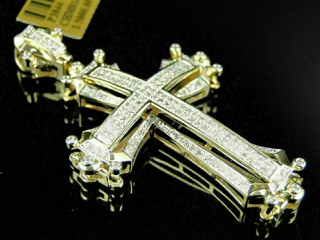 Stunning 3Ct Round Diamond Cross Pendant in 14K Gold