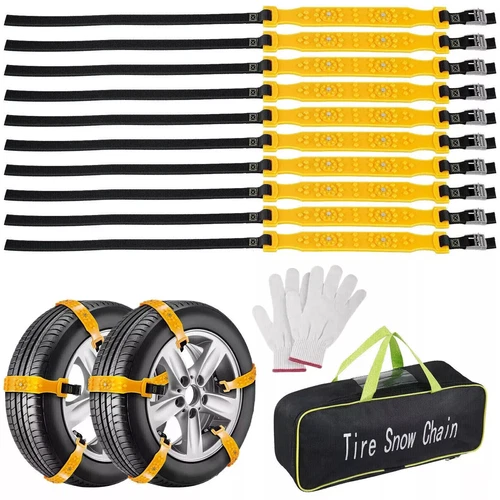 10X Universal Winter Snow Mud Anti-skid Tire Chains Tendon for Car Sedan SUV.