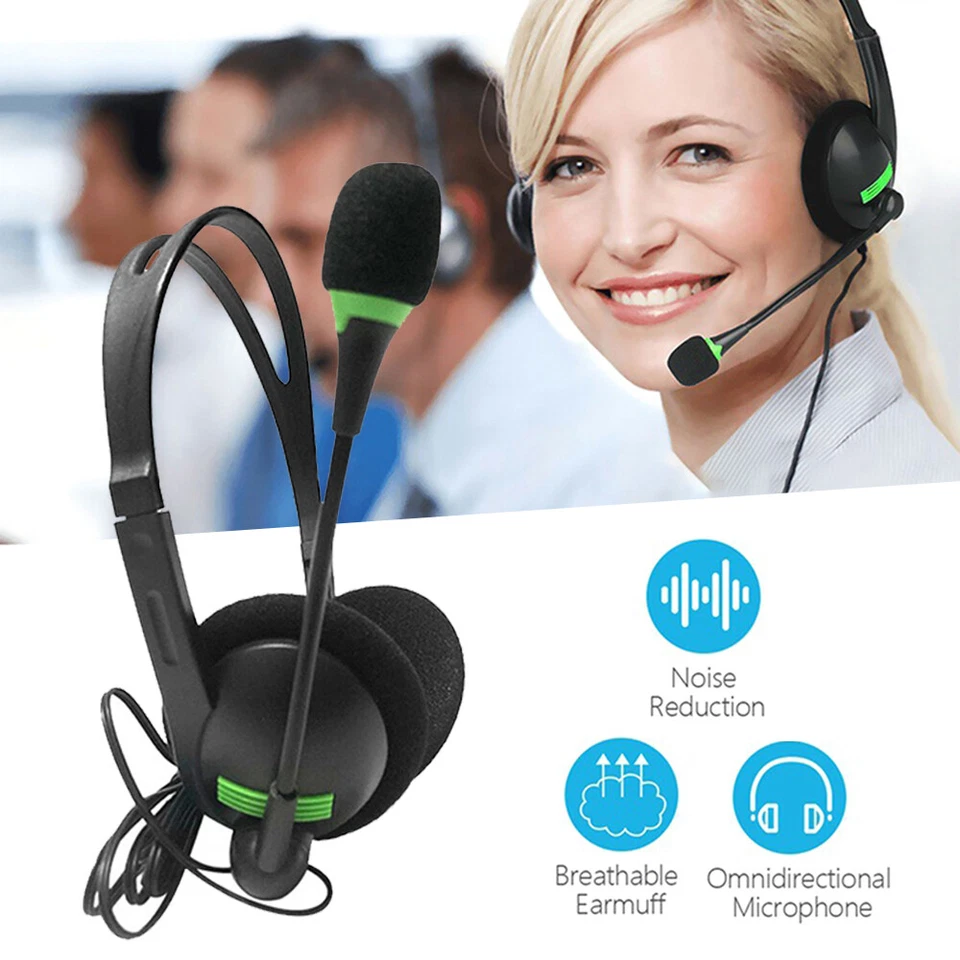 USB Headphones with Microphone Noise Cancelling Headset For Phone Laptop PC Call - Image 3 of 4
