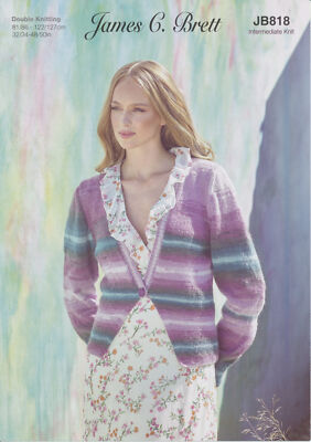 Strickmuster Damen Cardigan tiefer V-Ausschnitt James Brett Doppelstrick DK JB818