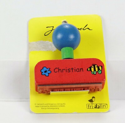 Stamp Christian Name Stamp Flower+Tiger Duck Wooden Stamp Janosch