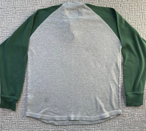 Minnesota Wild Shirt Medium Grey Green Thermal Long Sleeve Logo Lace Up Top Mens - Picture 2 of 13