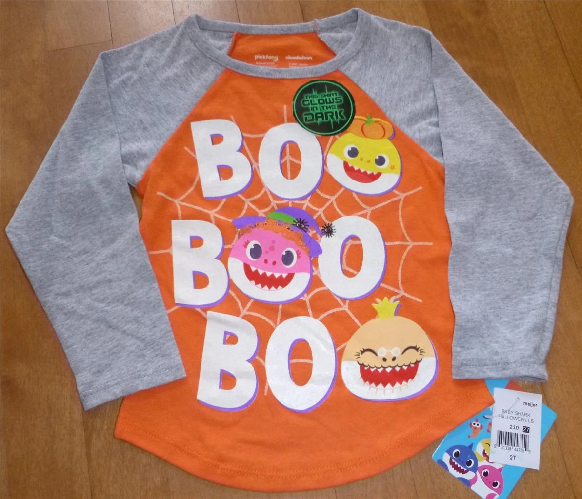 Toddler Girls Boy BABY SHARK Halloween Boo! Boo! Boo! T-Shirt Size