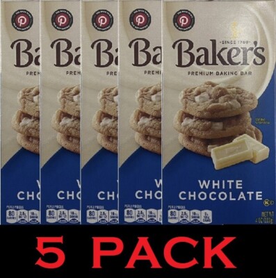 5x BAKER'S WHITE CHOCOLATE Premium Baking Bar 4 oz - 5 PACK