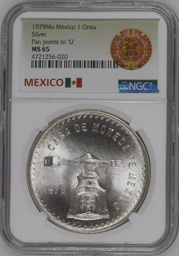 :1979Mo 1 ONCE MEXICO MEDALLIC-SILVER TYPE-III KM#M49b.3 NGC MS-65 HIGH-GRADES