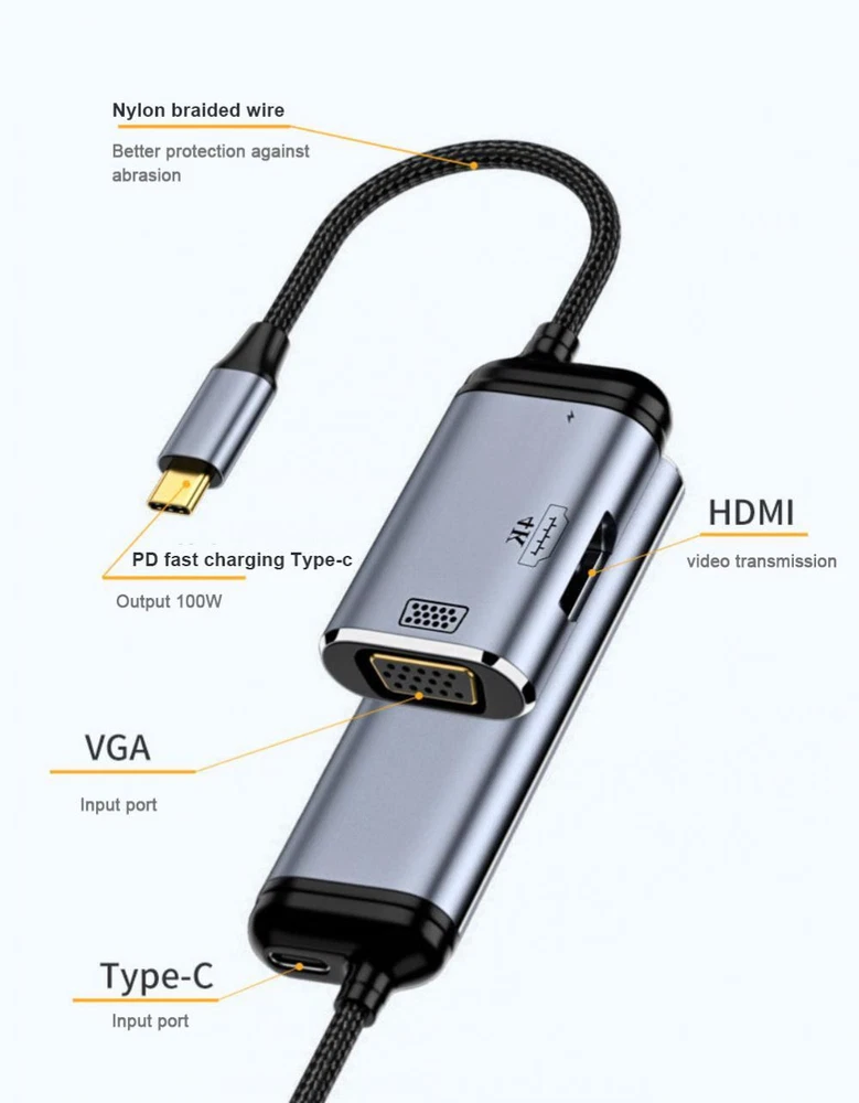 USB Type C Docking station Laptop Tablet USB HUB Video Converter Adapter