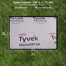 9' x 6' Tyvek Footprint, ground cloth, tarp w/ reinforced grommet corners