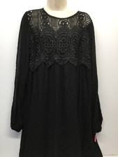NWT Xhiliration Beautiful Lace Open Long Sleeve Back Zip Black Dress size XL