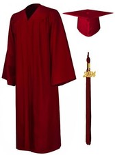 Matte Graduation Gown Cap Tassel Set 2024 for High School and Bachelor Maroon...