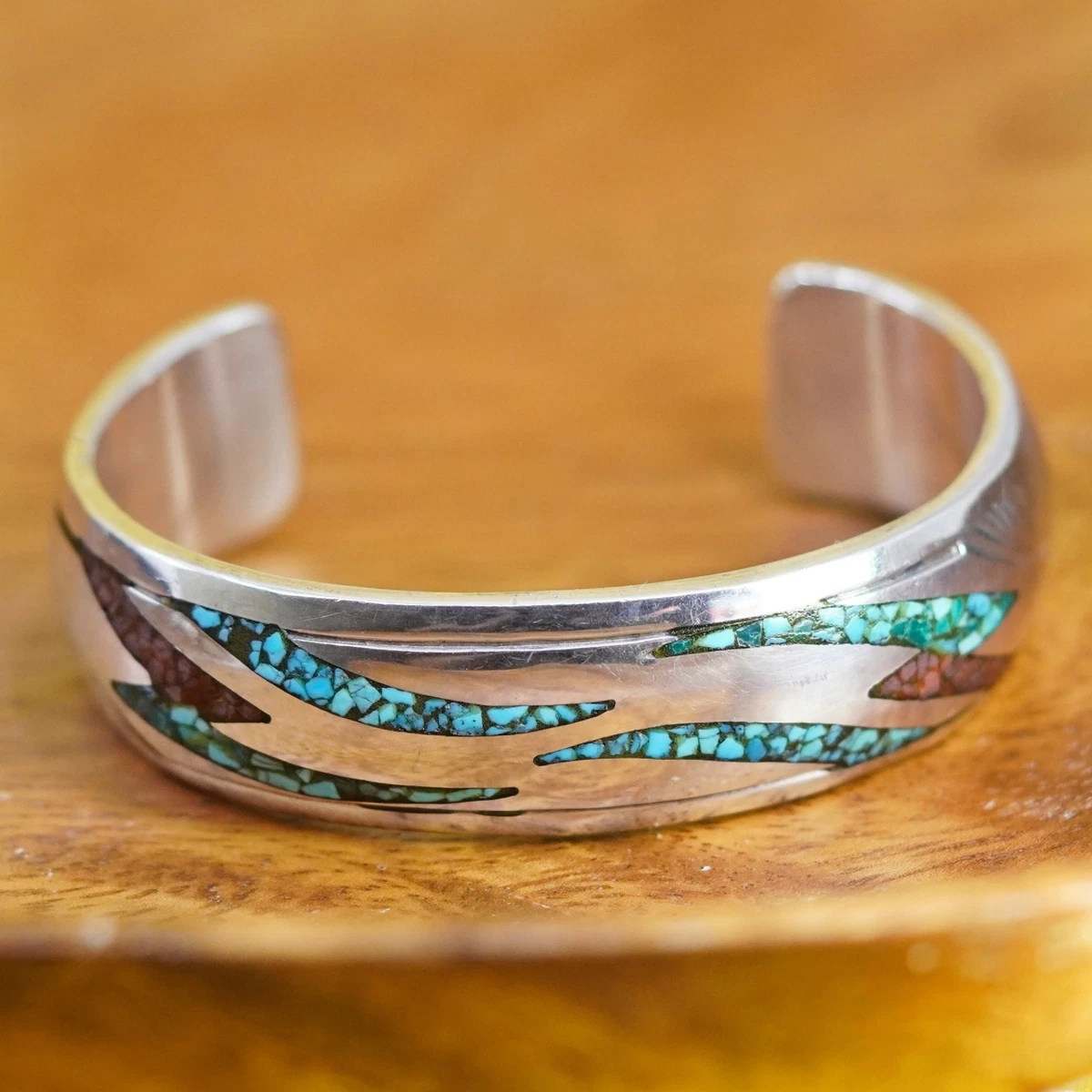 Mens silver shop and turquoise bracelet
