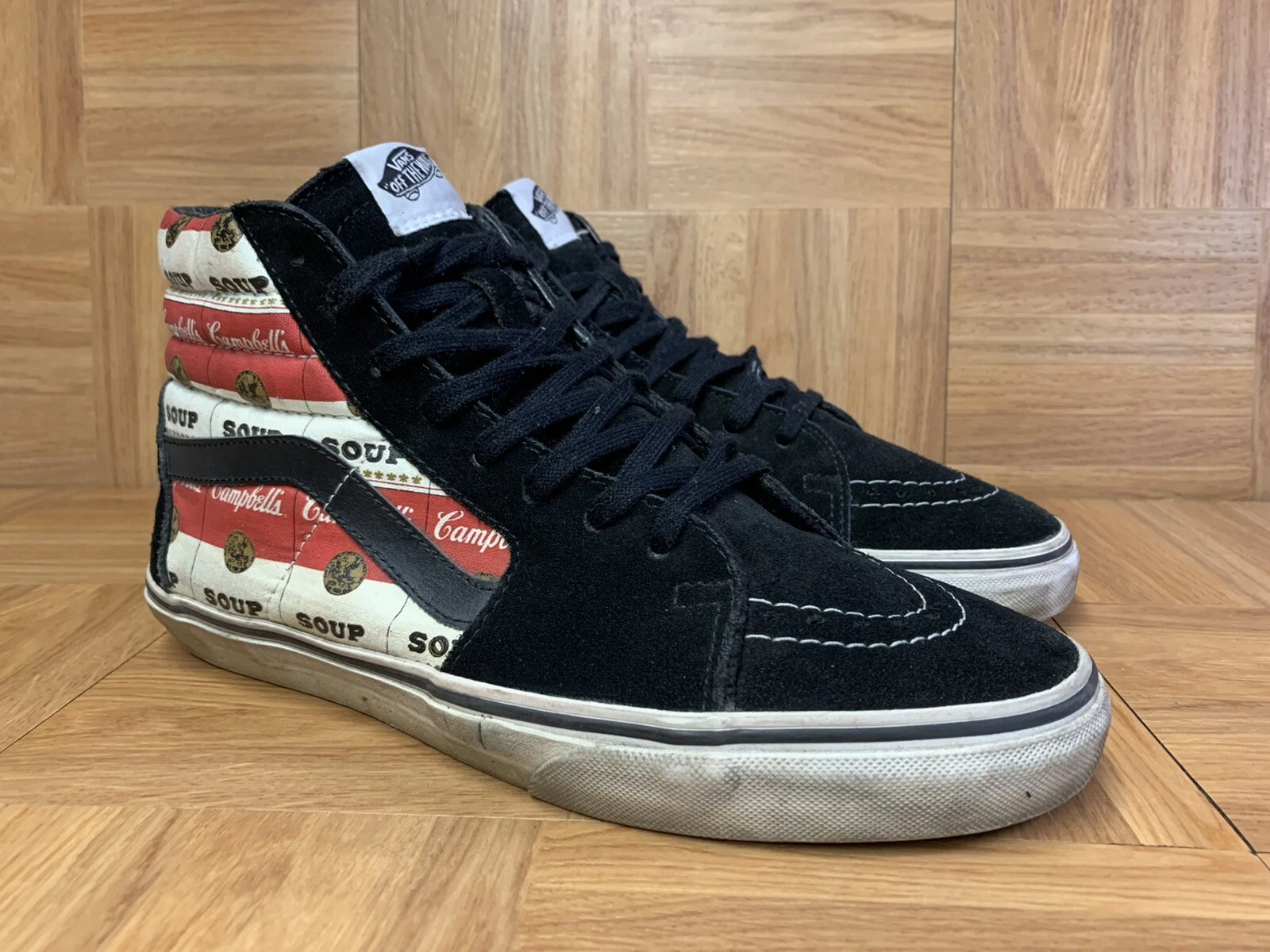 VTG? VANS SK8 HI SUPREME Campbell's Soup Red Black Sz 9.5 Hi Top Skateboarding