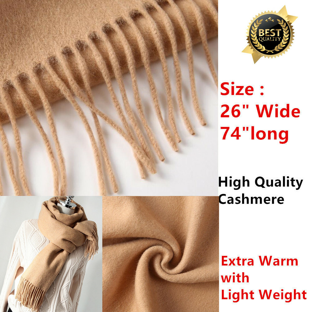 Image 6 - Womens Winter 100% Cashmere Oversize Wool Thick Blanket Shawl Wrap Solid Scarf