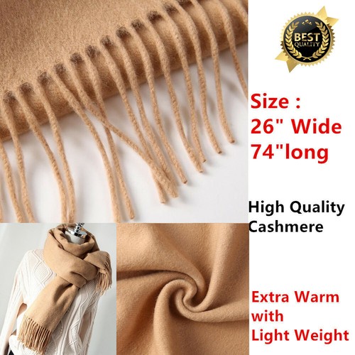 Womens Winter 100% Cashmere Oversize Wool Thick Blanket Shawl Wrap Solid Scarf - Picture 6 of 20