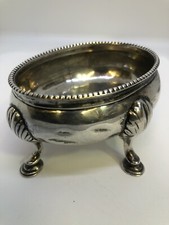 Georgian Sterling Silver Provincial Salt Pot 4 Raised Hoof Feet, Newcastle c18th