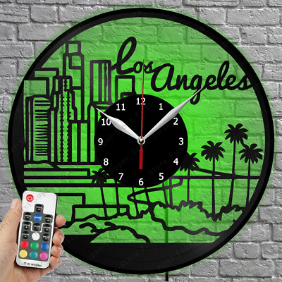 LED Clock Los Angeles Vinyl Record Wall Clock Led Light Wall Clock 4663