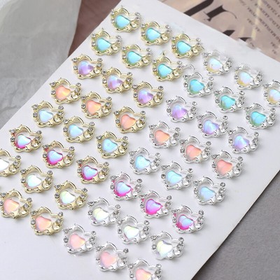 Aurora Illusion Color Love Alloy Nail Accessories 3D Star Nail DIY Decorati#lk