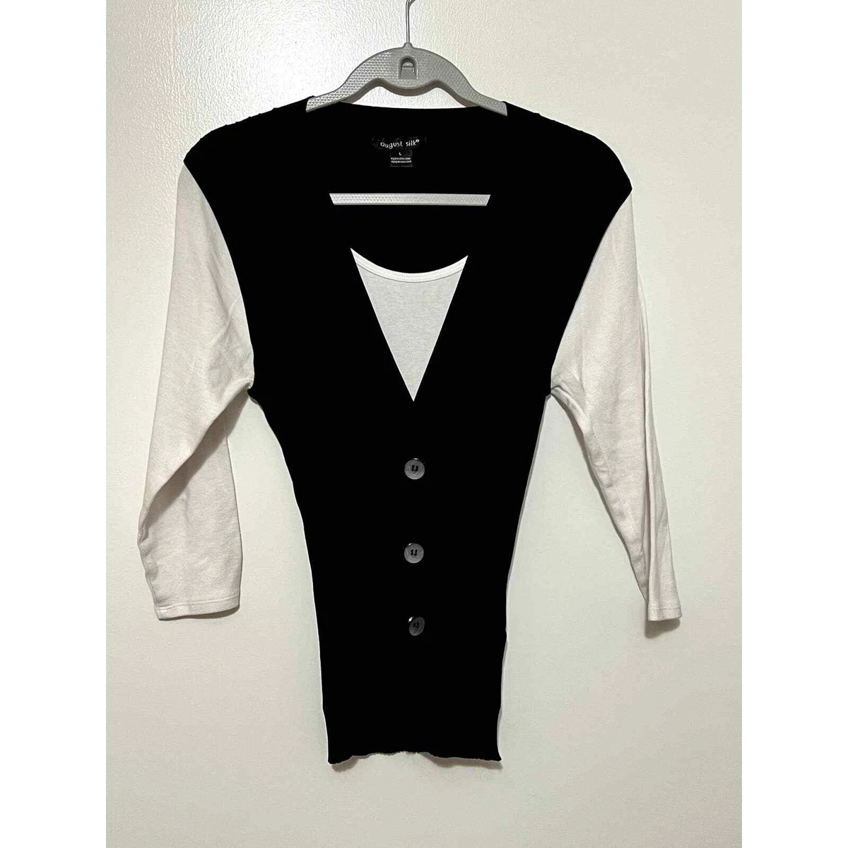 August silk black sweater clearance