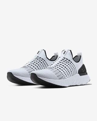 Men s Size 10.5 Nike React Phantom Run Flyknit 2 'Oreo' White Black CJ0277-100