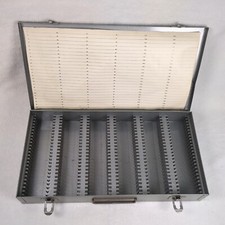Vintage Metal Storage Box Case For 35mm Slides - Double Latch With Handle