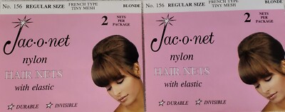 ''BUY 1 GET 1 FREE'' Jac-O-Net #156 BLONDE franch tiny thin mesh elastic hair net