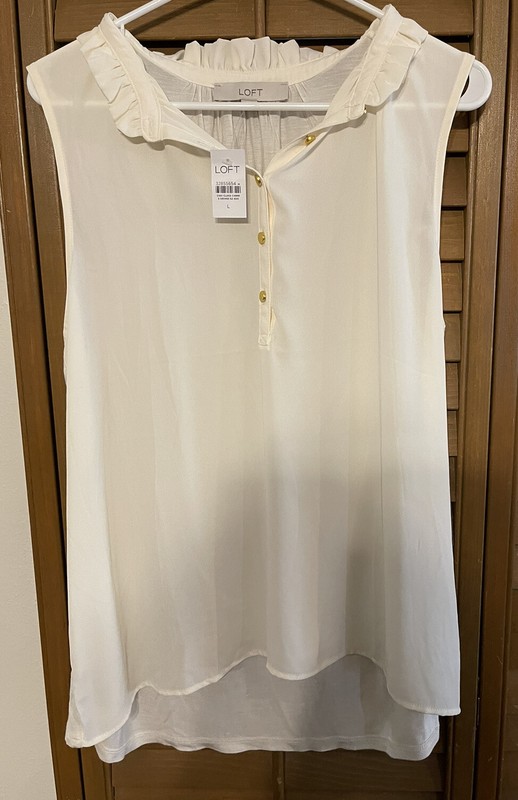New Ann Taylor Loft Off White Sleeveless Blouse Size L