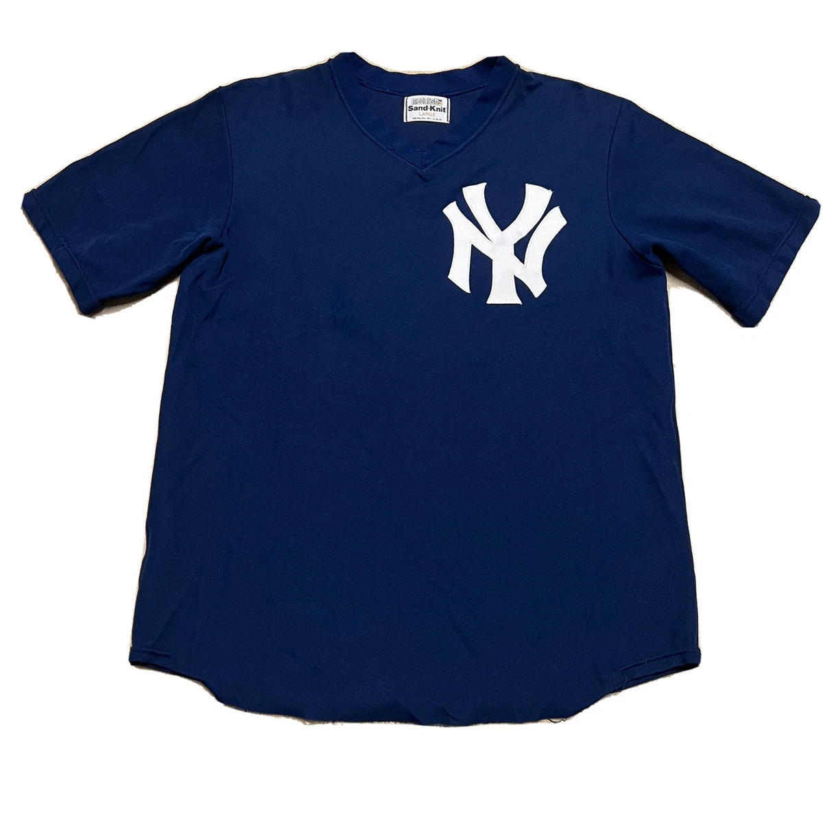 Vintage Sand Knit New York Yankees Baseball Jersey Mens L MLB