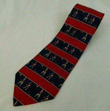 Tommy Hilfiger Mens Necktie Golf Design Italian Silk Made in USA Red Blue