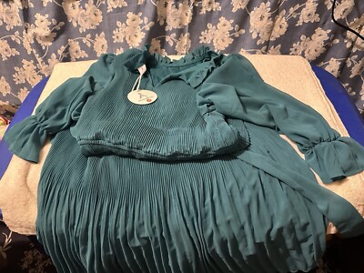 Vintage Anrabess Pleated Dress With Puffed Long Sleeves In Teal Sz M Maxi NWT | eBay Vintage Anrabess Pleated Dress With Puffed Long Sleeves In Teal Sz M Maxi NWT | eBay
