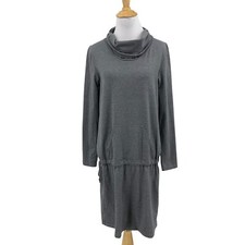Prana Dress Womens M Medium Gray Cowl Neck Cinch Waist Long Sleeve Knit *READ