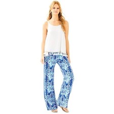 Lilly Pulitzer Bal Harbour Palazzo Pants Medium Tropi Call Me Pineapple Blue