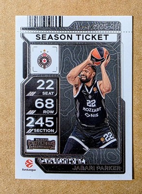 2025-26 Panini Contenders EuroLeague Jabari Parker #49 Season Ticket Partizan 