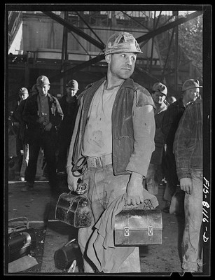 Butte Montana 1942 Anaconda Copper Miners Getting Ready for Cage Shaft