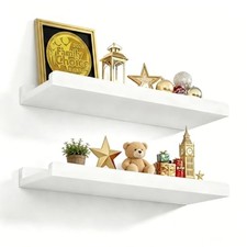 Floating Shelves Wall Mounted Set of 2, 17 Inch Rustic Wood Wall 17 inch White