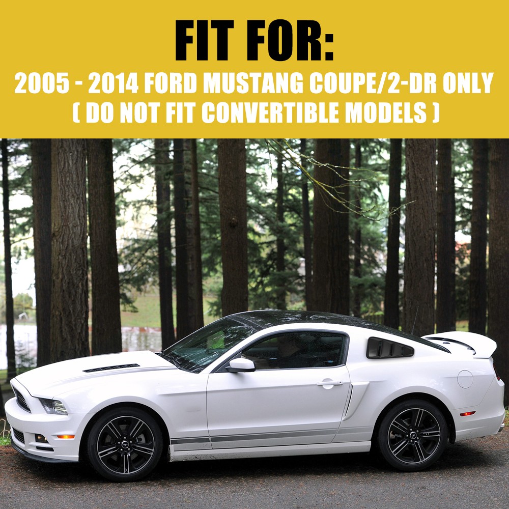 For 2005-2014 Mustang Ford Quarter ABS Side Window Louvers Scoop Cover Vent