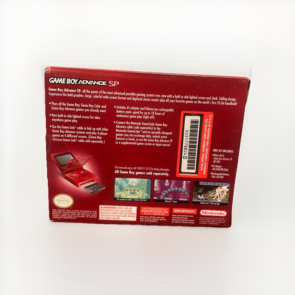 NEW Nintendo GameBoy Advance SP Flame Red Limited Version *BEAUTIFULLY ...
